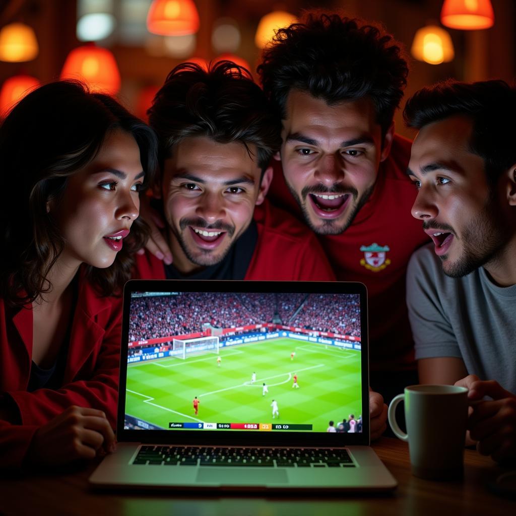 Free Live Football Streaming: Manchester United vs Liverpool Fans Watching the Game