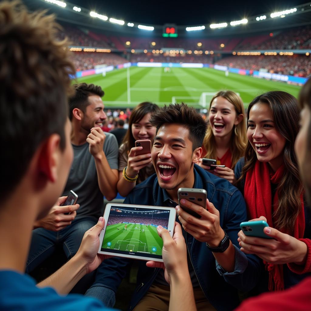 Fans Watching Football on Mobile Devices