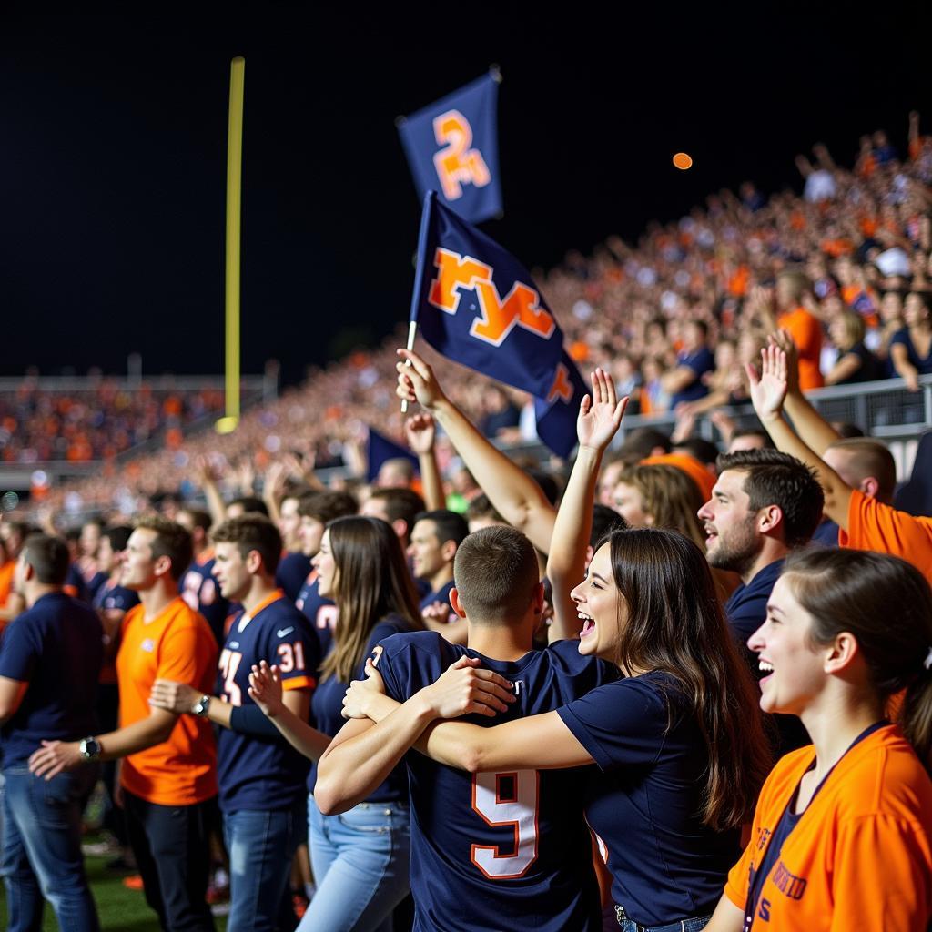 Fans Celebrating a Touchdown on Friday Night Football