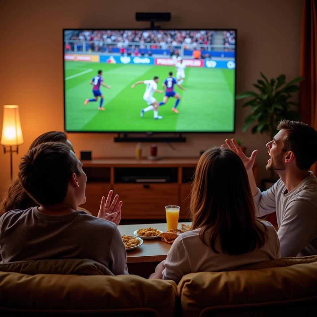 Friends Enjoying Football Live Telecast at Home