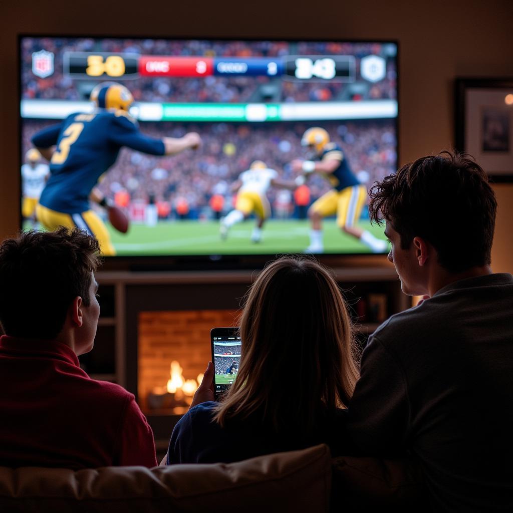 Friends Watching College Football and Checking Scores