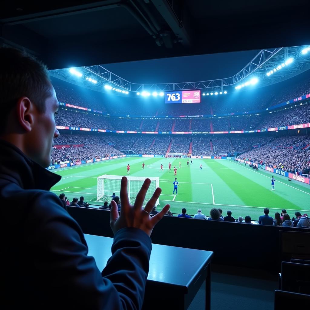 Futuristic Hologram Displaying Barcelona Match Live