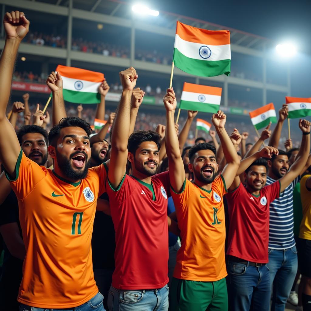 Indian Football Fans Celebrating a Goal