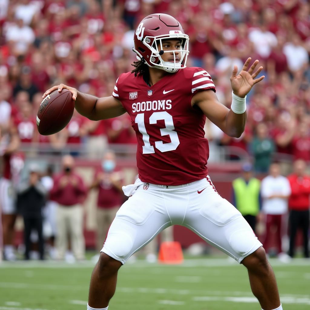 Jalen Hurts in Action for the Oklahoma Sooners