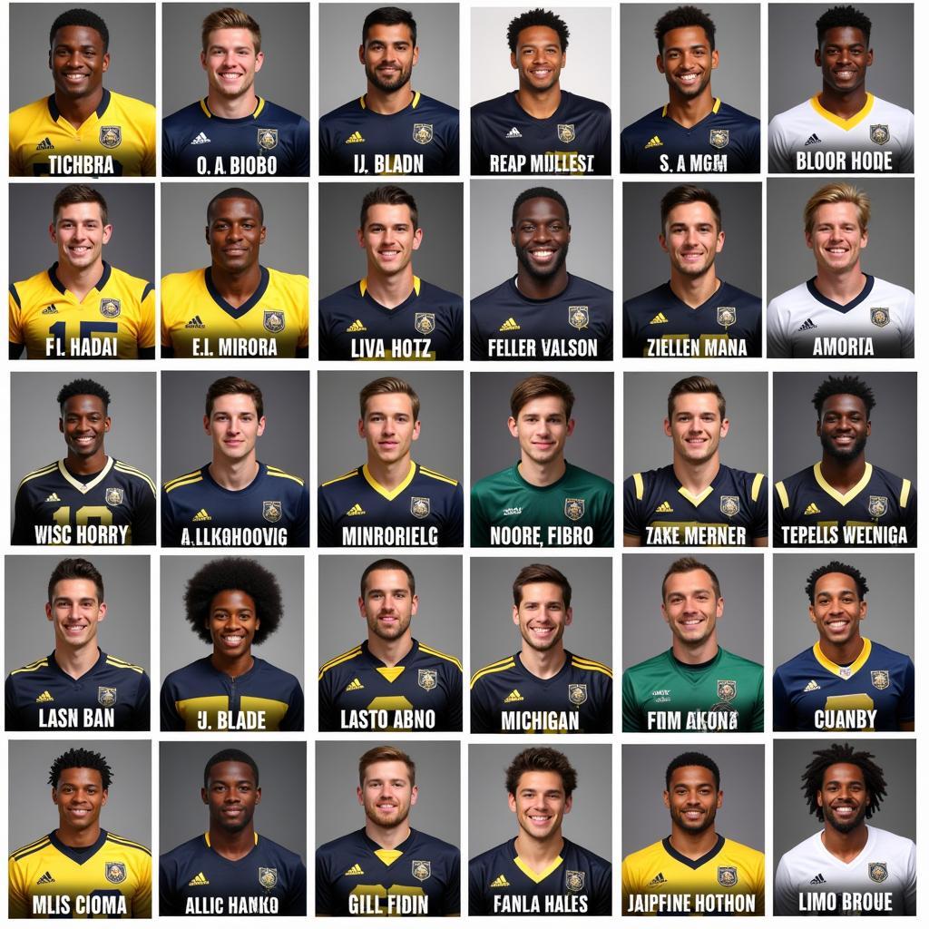 Key Players to Watch in Army vs. Michigan Football - A collage featuring headshots of key players from both teams, with their names and positions clearly displayed.