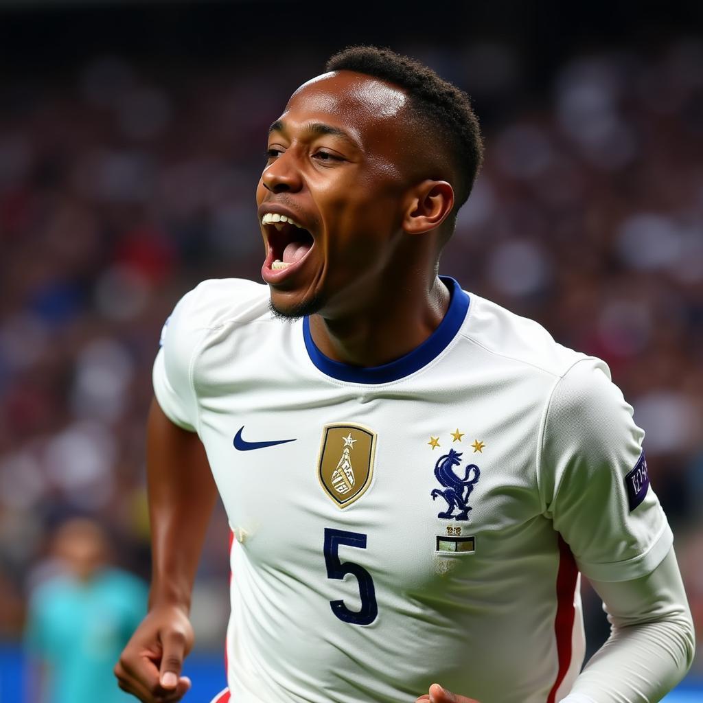 Kylian Mbappé Celebrating a Goal in Russia 2018