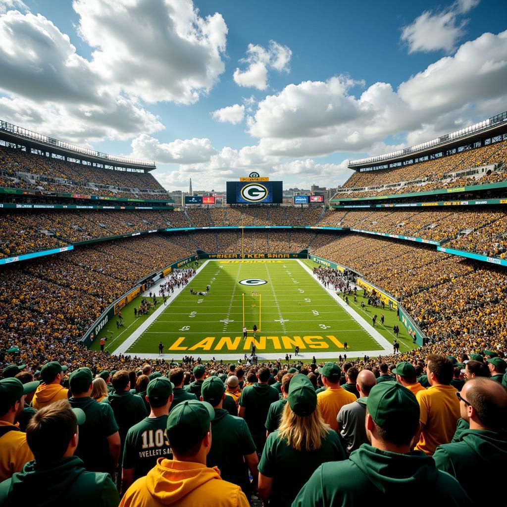 Lambeau Field Packed with Cheering Fans