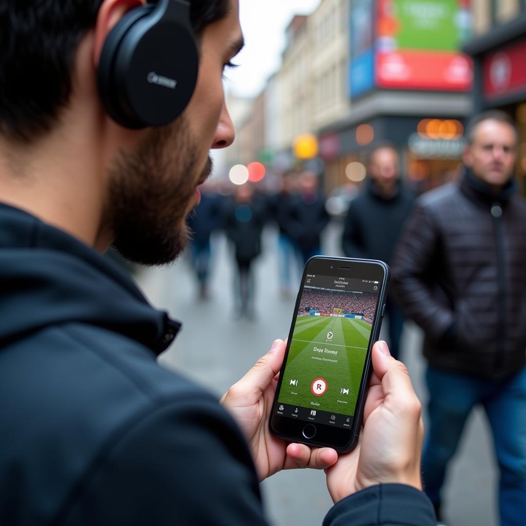 Listening to Football Commentary on a Mobile Phone