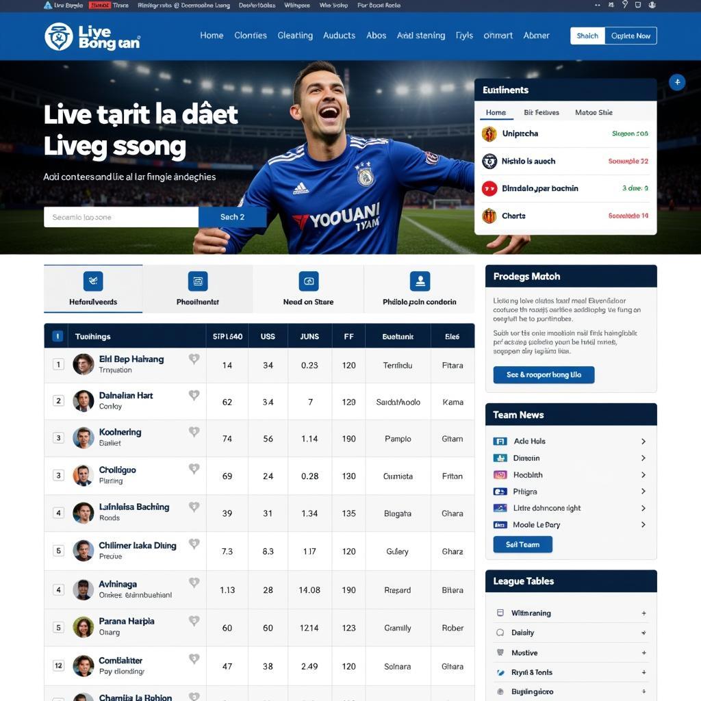 Live Bóng Đá Website Features