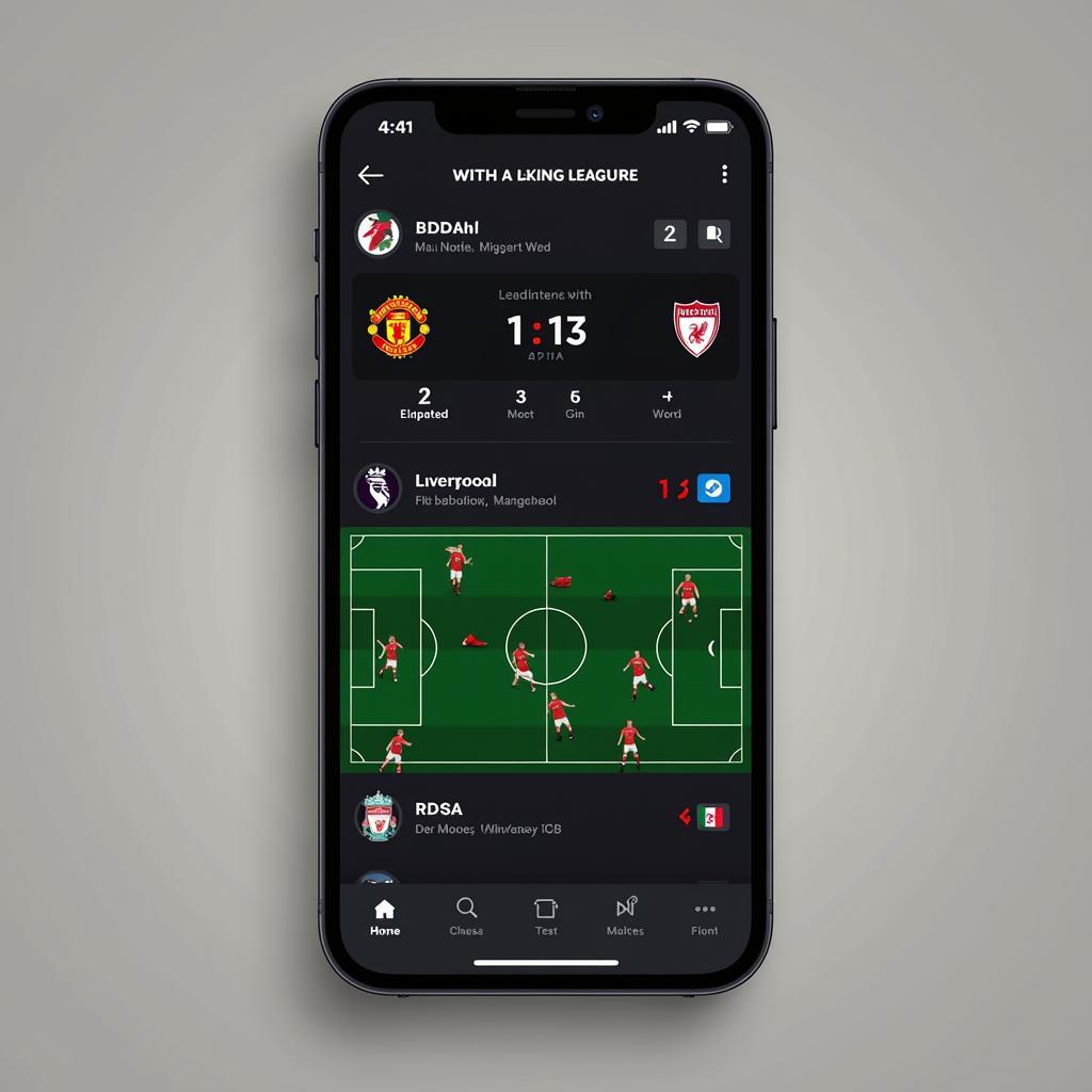 Live football scores and results on a mobile app