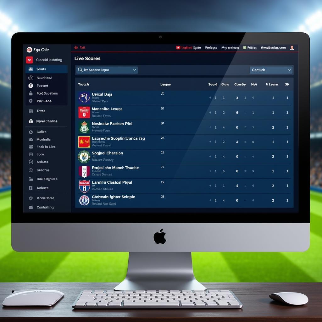 Viewing Live Football Scores on a Desktop Website