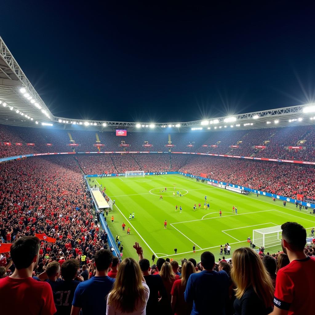 The electric atmosphere of a live football stadium