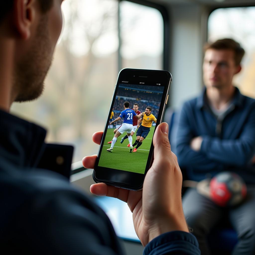 Watching live football on a mobile phone