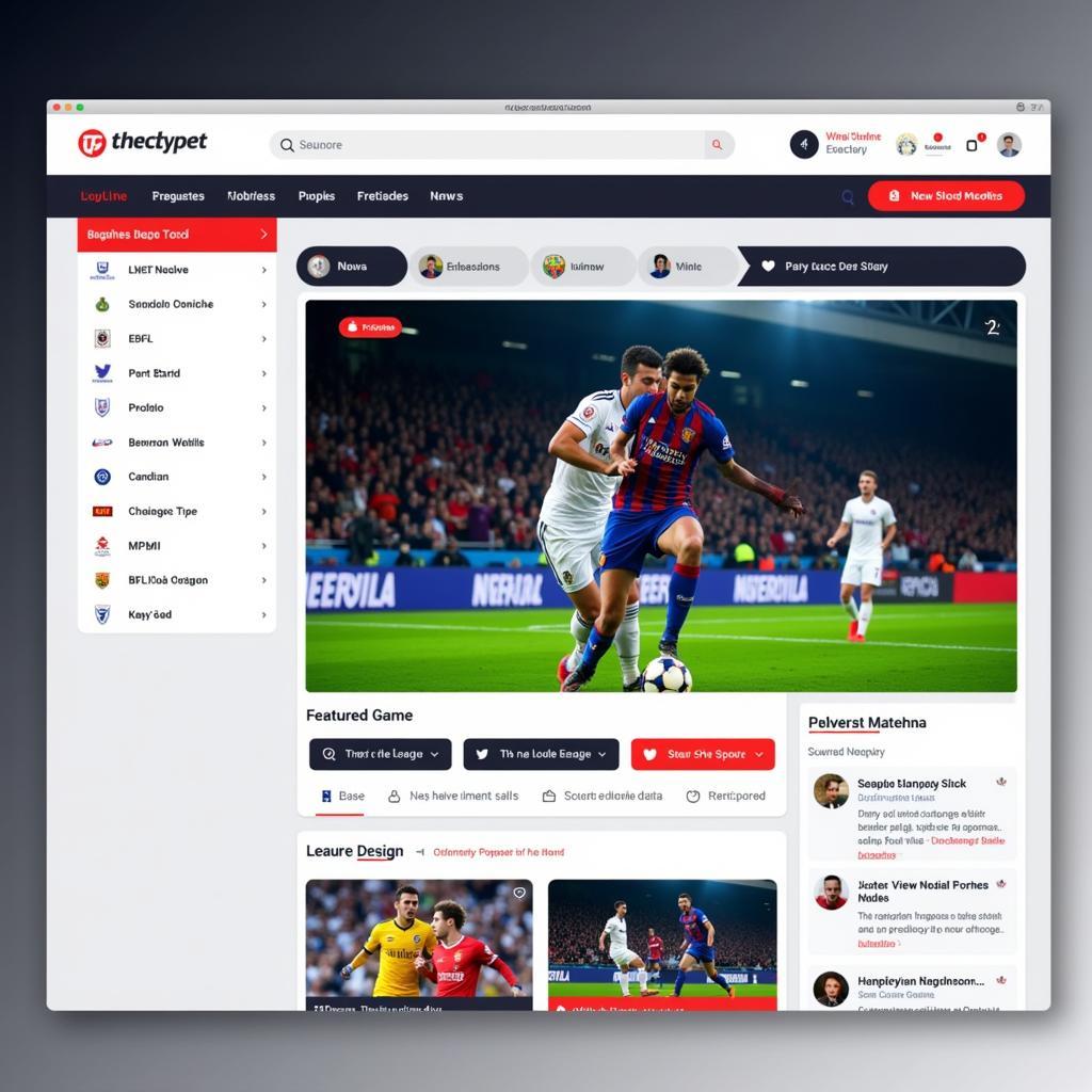 User-friendly interface of a live football streaming website