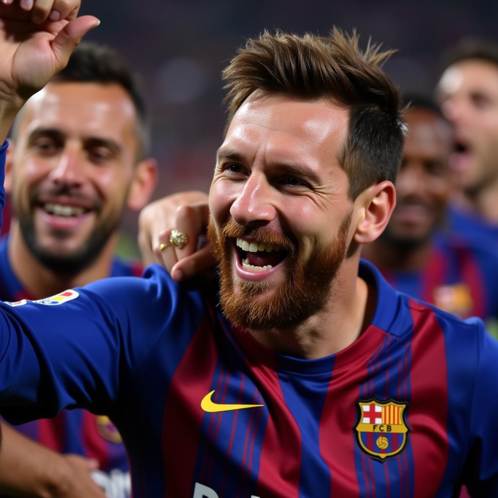 Messi celebrates Barcelona La Liga Title 2019