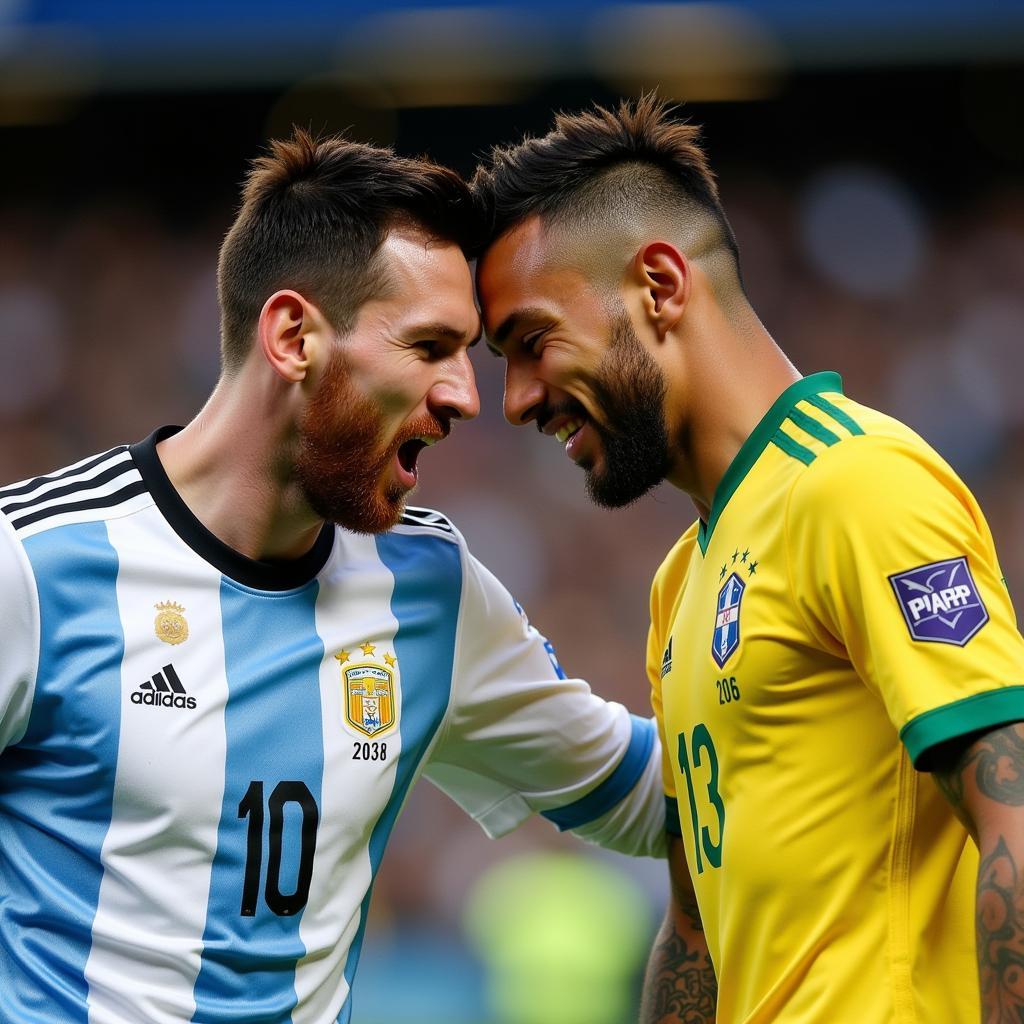 Messi and Neymar Faceoff Brazil Argentina Image