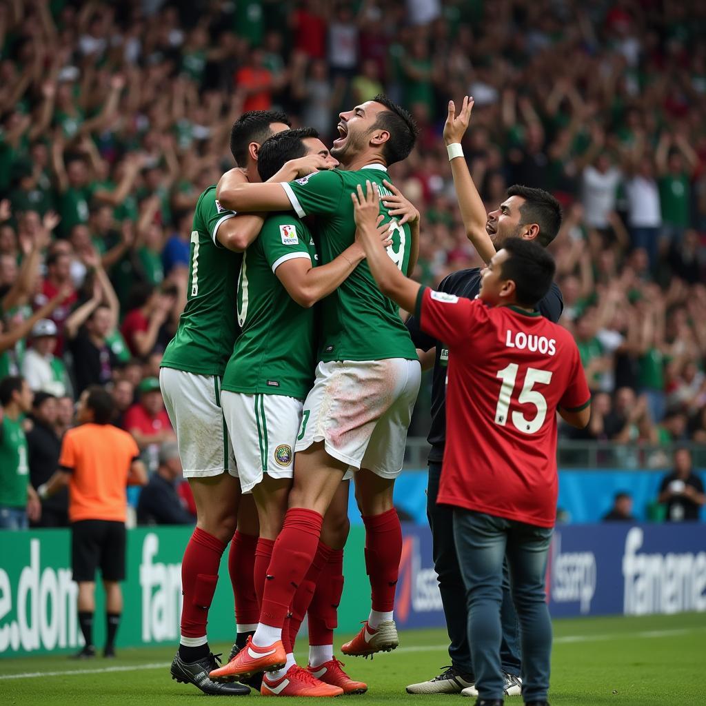 Mexican Football Fans Celebrating a Goal Live