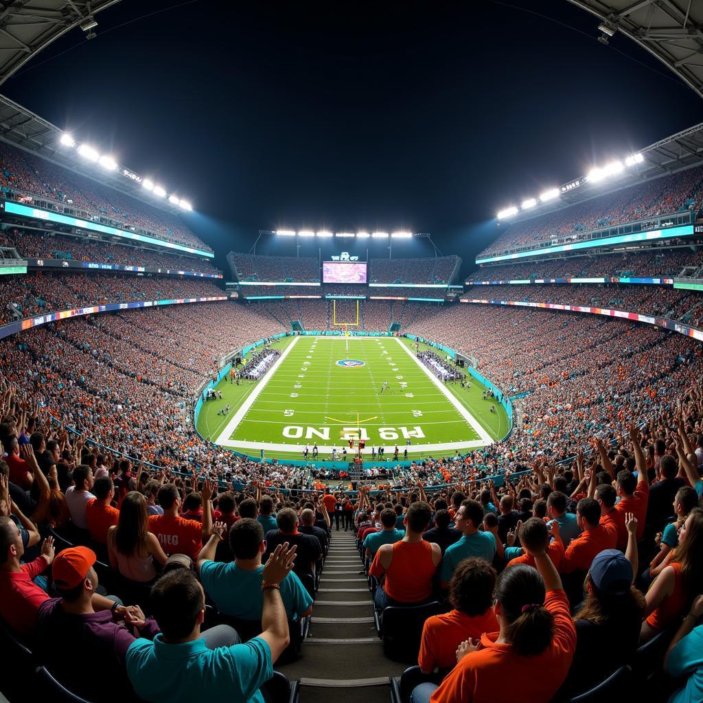 Miami Dolphins Fans Cheering at Hard Rock Stadium