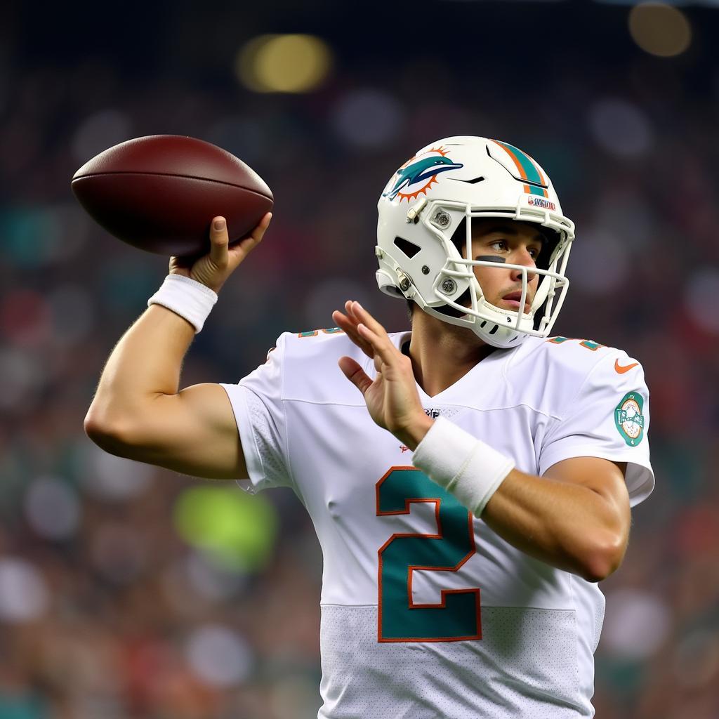 Miami Dolphins Quarterback Throwing a Pass