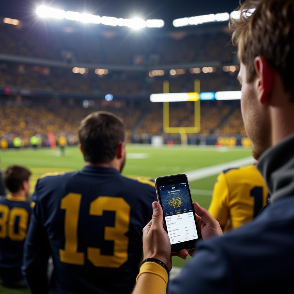 Michigan Football Fan Engaging with Live Stats