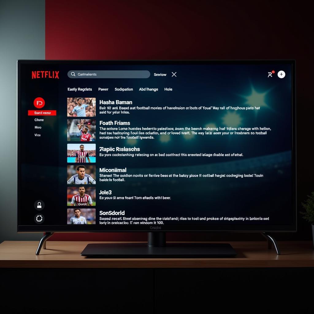 Netflix interface showing no live football options