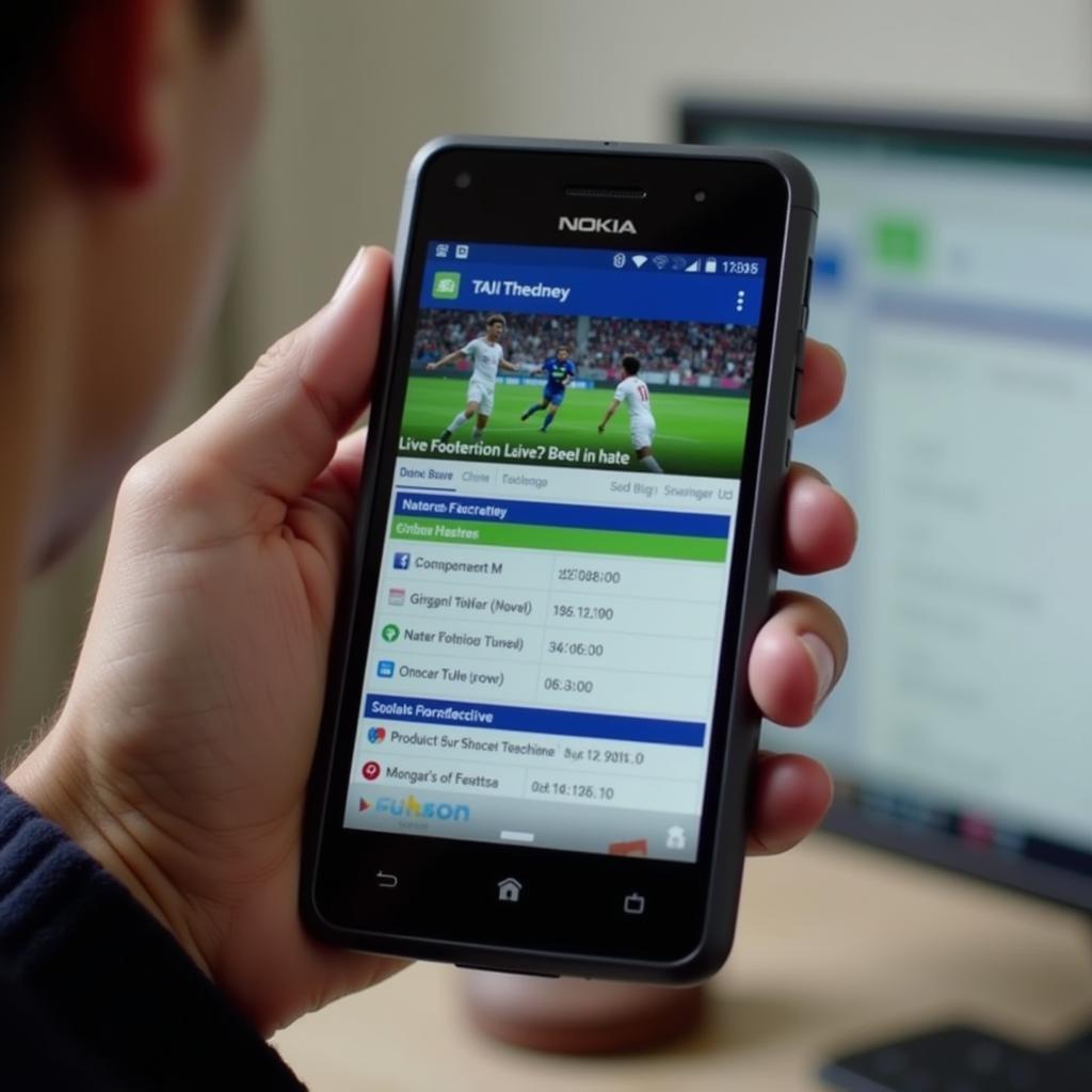 Nokia E5 accessing live football scores on mobile web