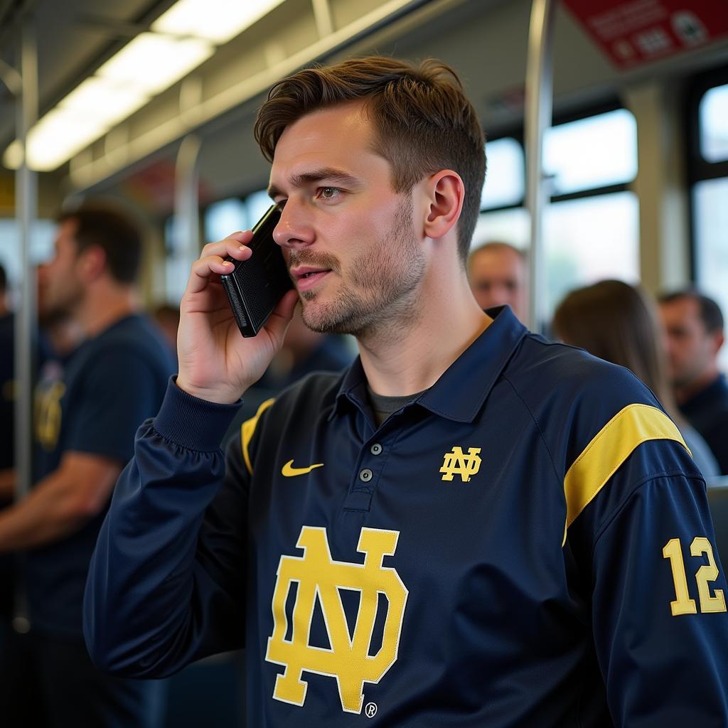 Notre Dame Fan Listening to Radio