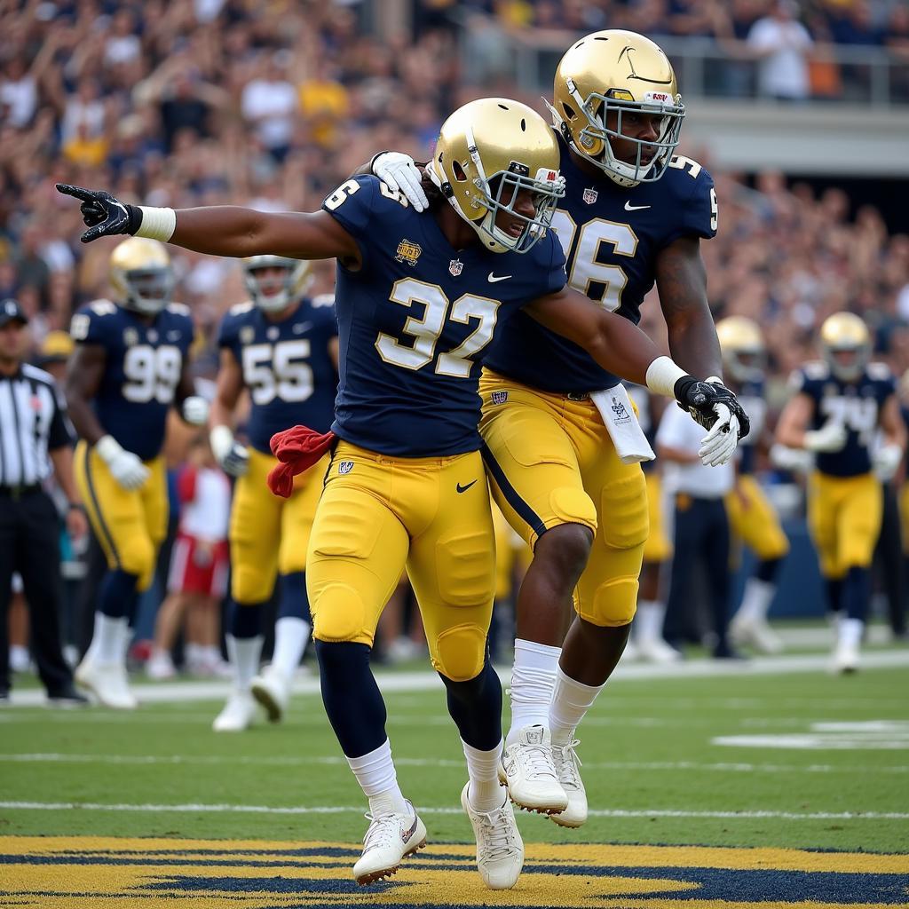 Notre Dame Football Player Making a Touchdown