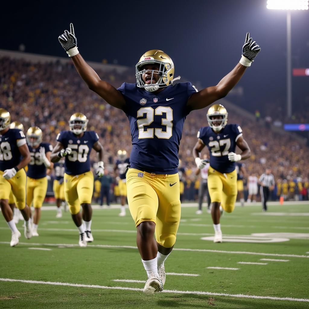 Notre Dame Football Player Touchdown Celebration