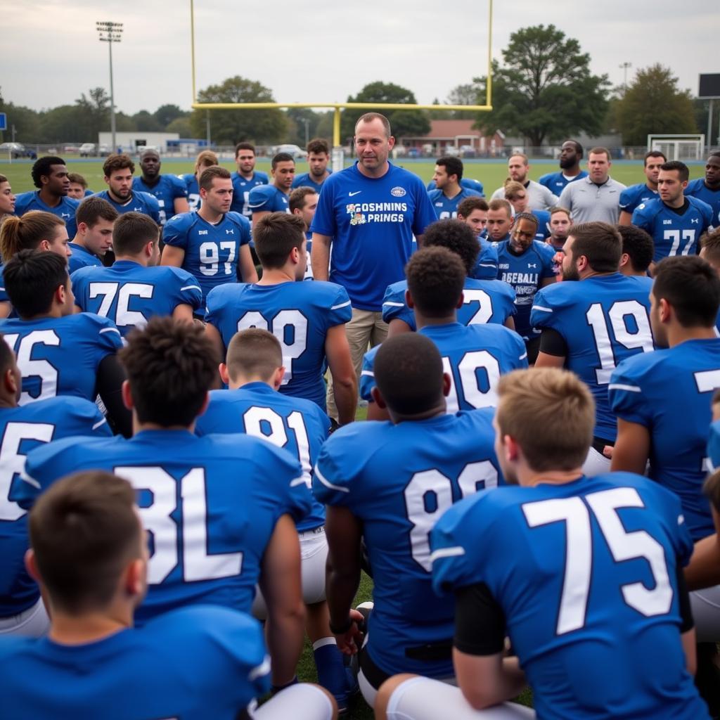 Ocean Springs Football Team Huddle During a Timeout