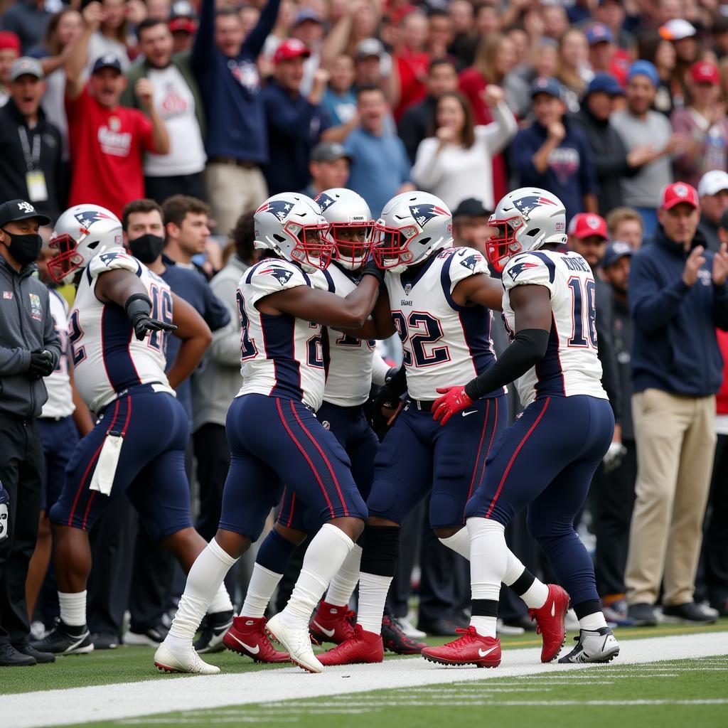 Patriots Players Celebrating a Touchdown