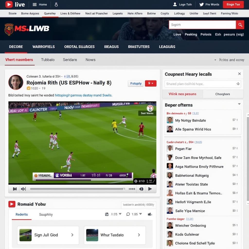 A clean and easy-to-navigate football streaming website on a computer screen.