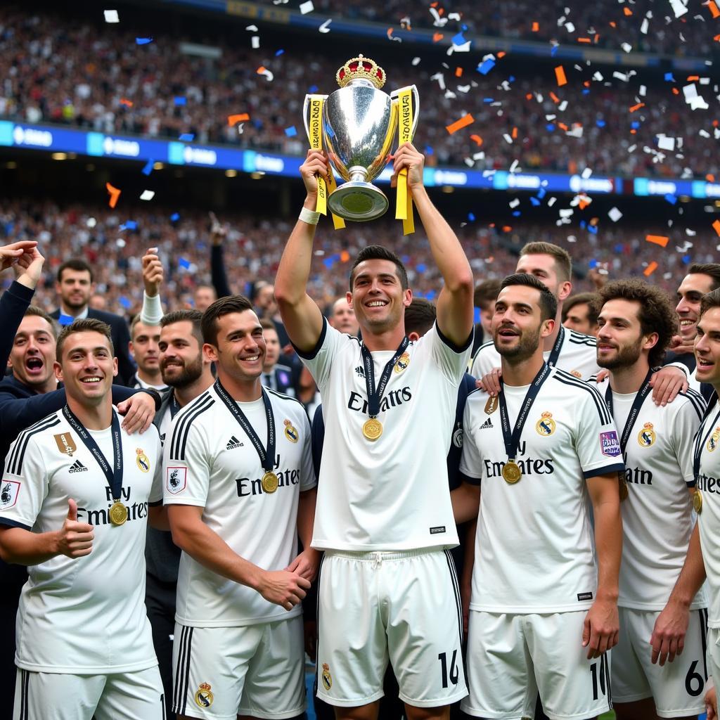 Real Madrid celebrating their victory at the Club World Cup 2017