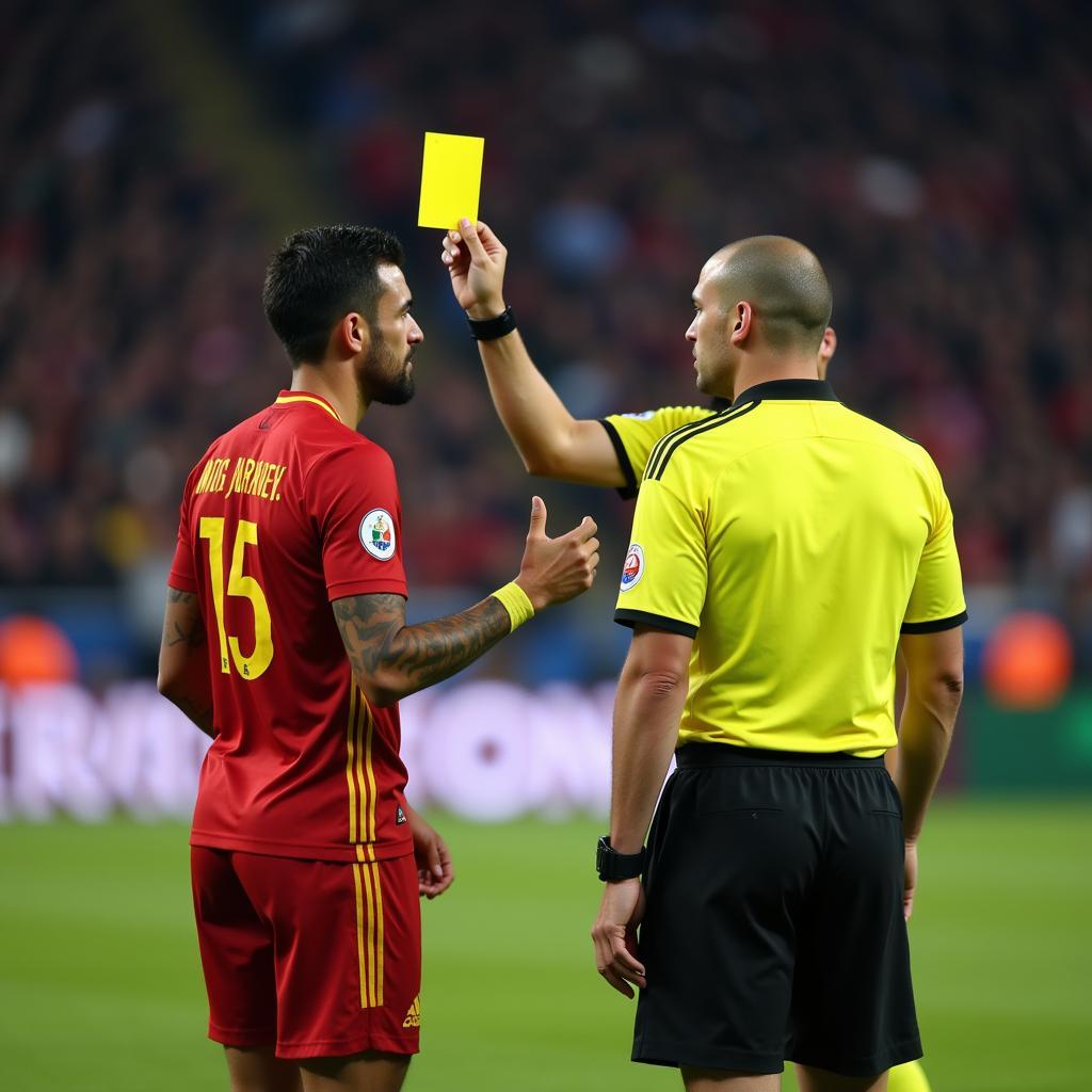 Referee Showing Yellow Card for a Foul