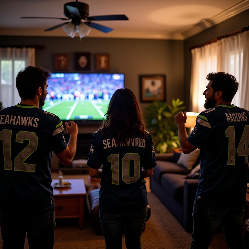 Seahawks Fans Watching Game Together