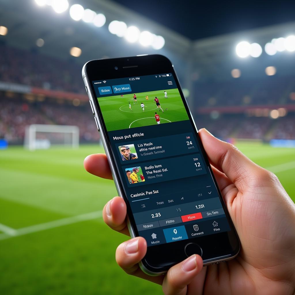 Smartphone Displaying Live Football Stats App During Match