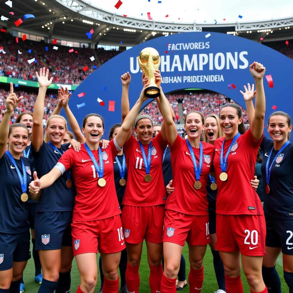 USWNT Celebrating their 2019 World Cup Win