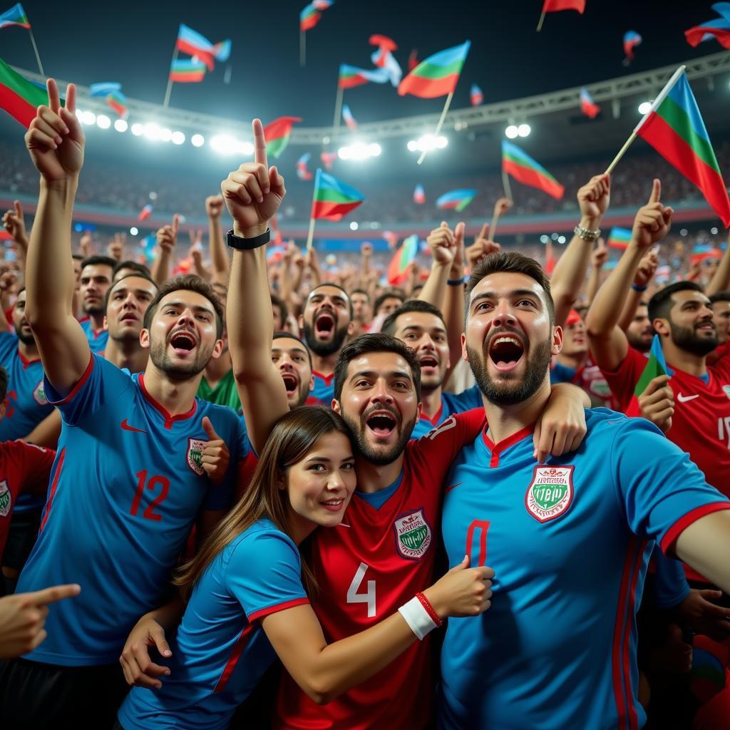 Uzbek football fans celebrating a victory