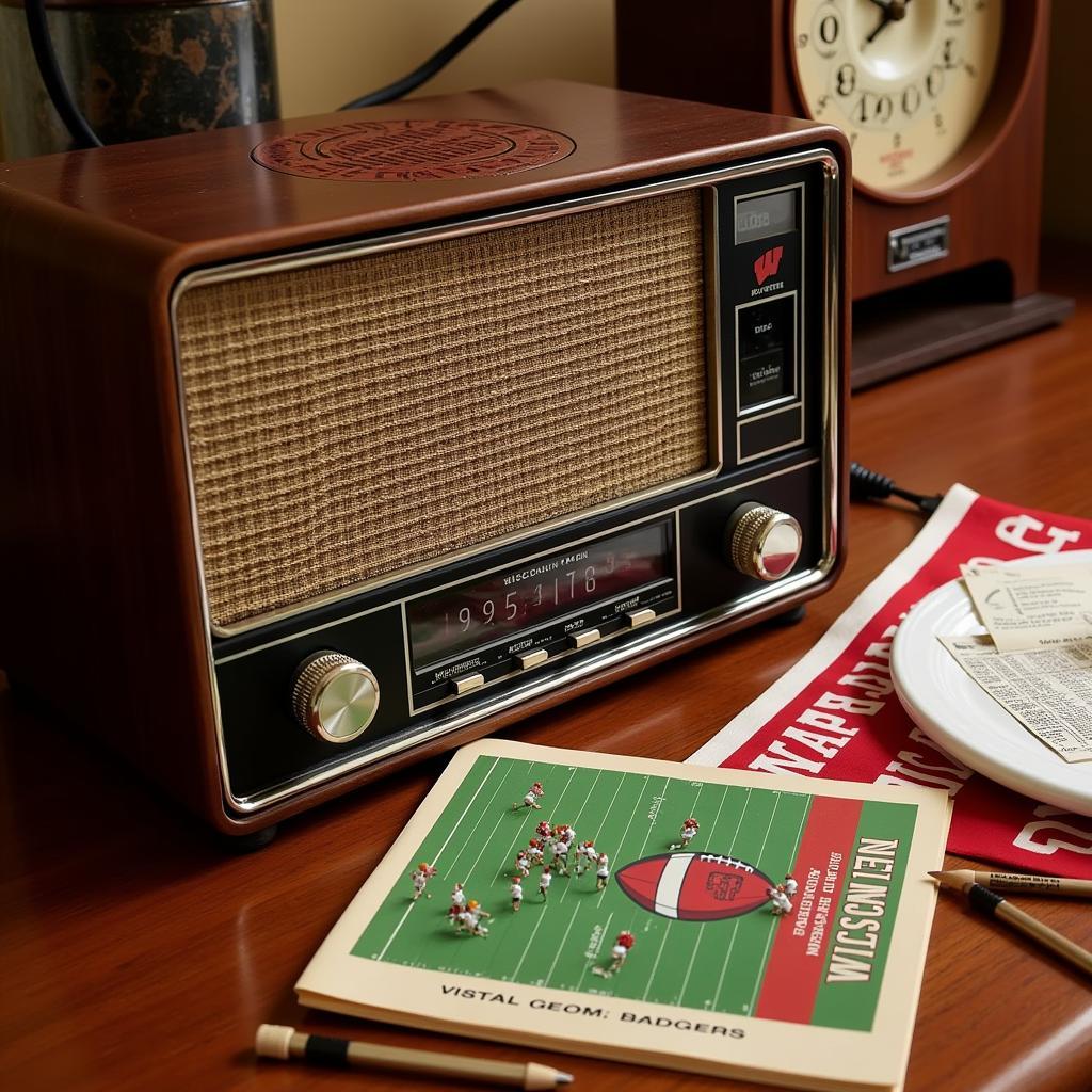 Listening to Badgers Game on Vintage Radio