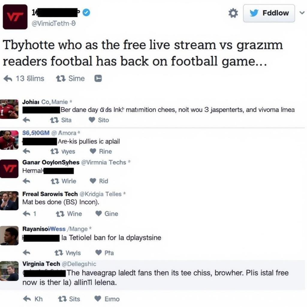 Virginia Tech Football Fans Discussing Live Stream Options on Social Media