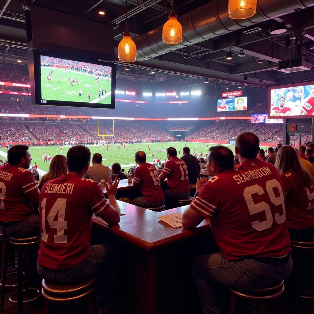 Fans Watching 49ers Game Live at a Sports Bar