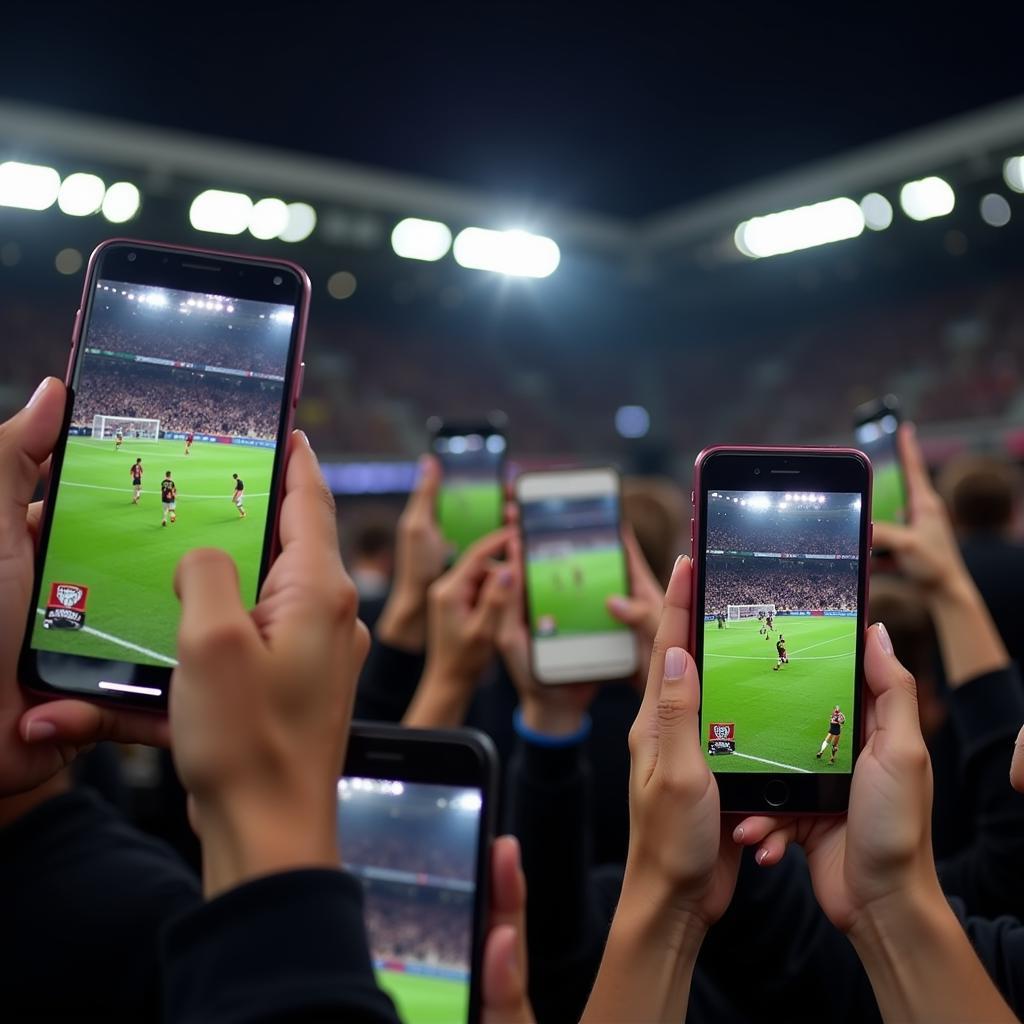 Fans watching Central Dragons Football live on their mobile devices.