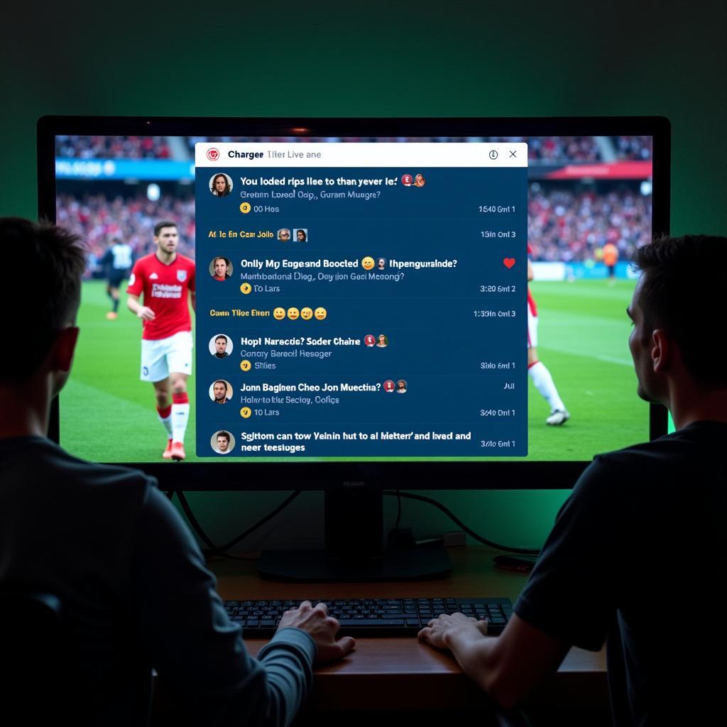 People interacting on a live chat platform while watching a football match