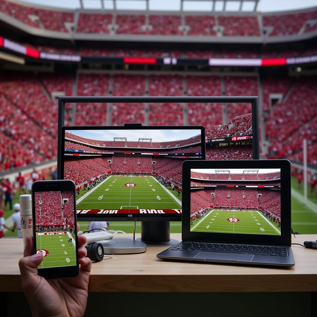 Wisconsin Badgers football game live streaming on multiple devices.