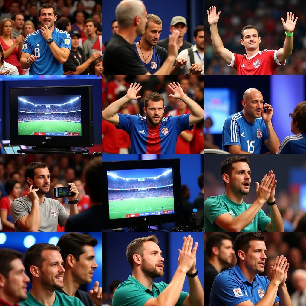 Fans watching the 2014 World Cup draw online, reacting to group stage matchups.